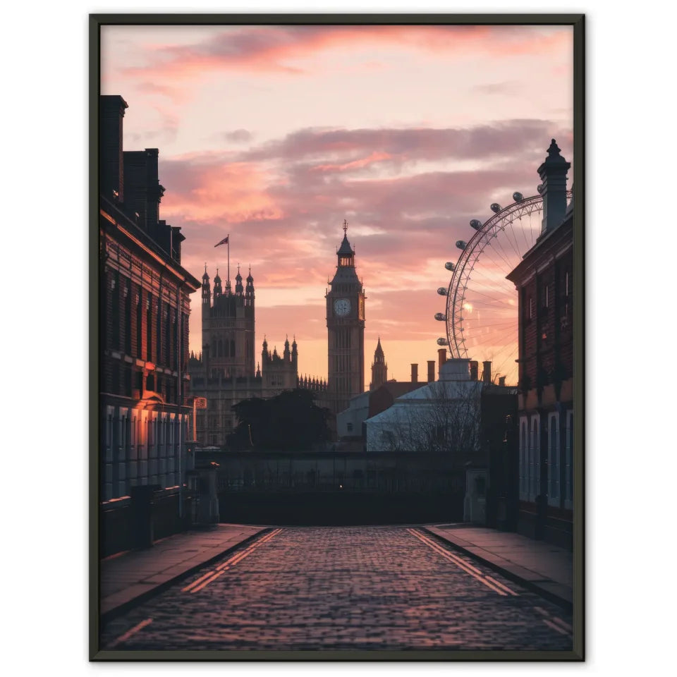 Poster von Londoner Silhouette bei Sonnenuntergang im Panorama