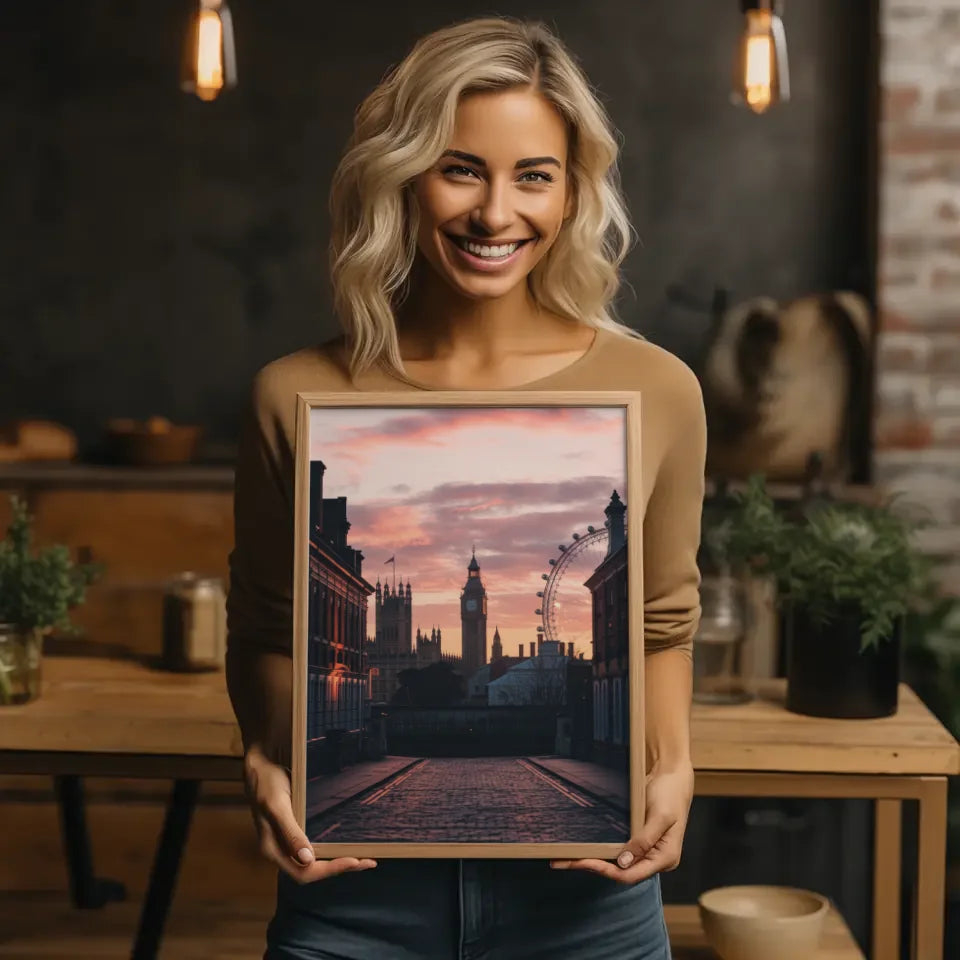 Poster von Londoner Silhouette bei Sonnenuntergang im Panorama