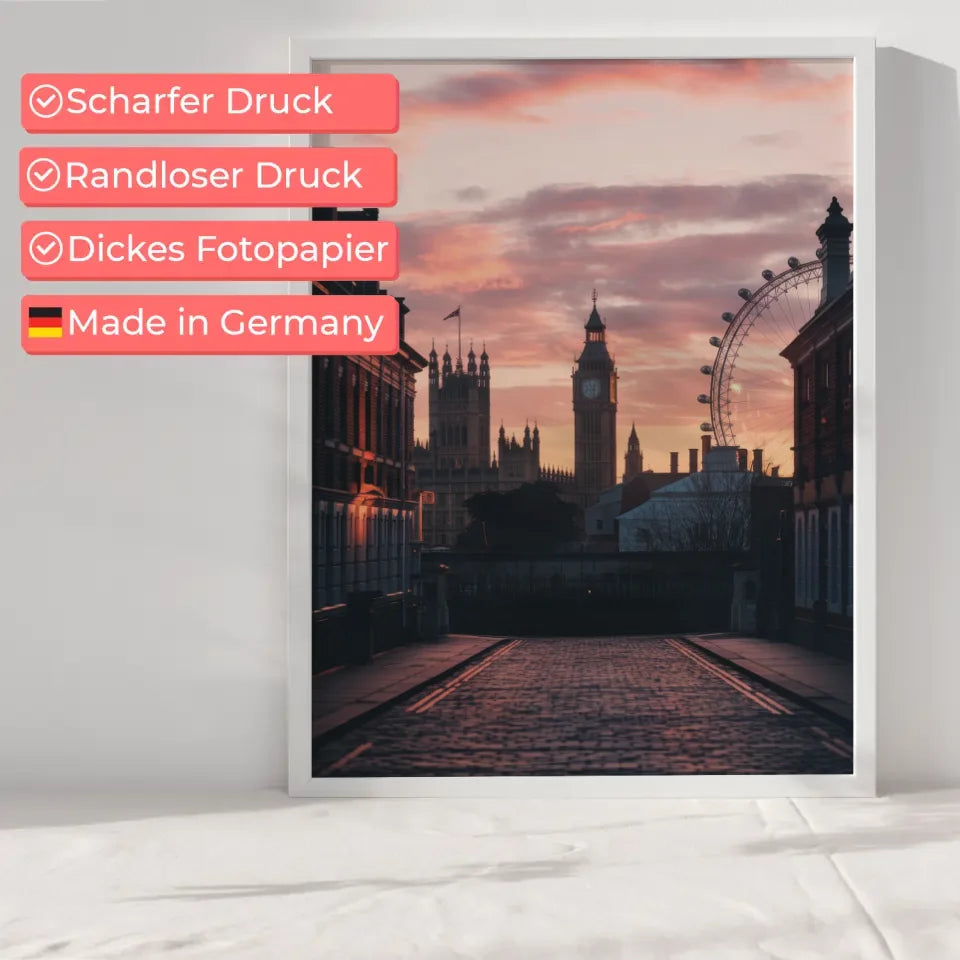 Poster von Londoner Silhouette bei Sonnenuntergang im Panorama