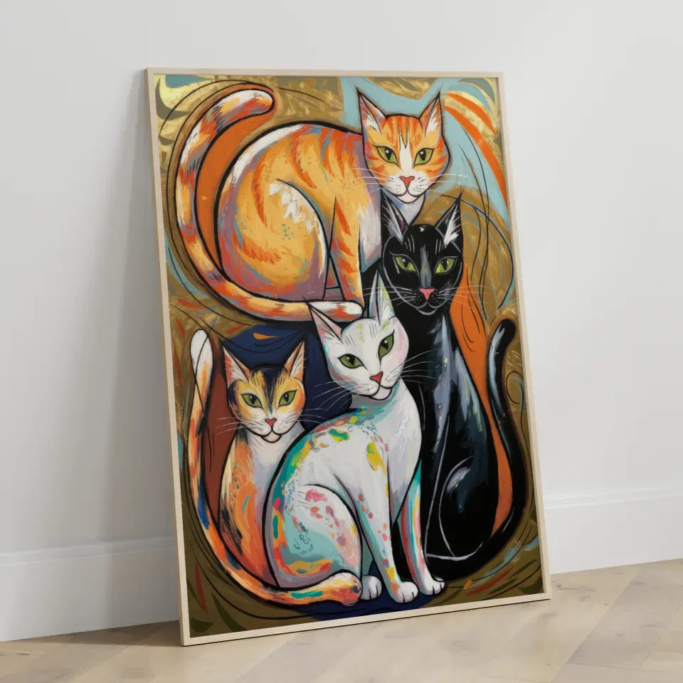 Abstrakter Katzenfreund Poster für Tierliebhaber Kunst 3