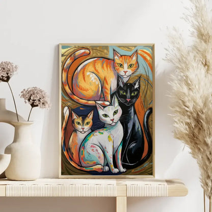 Abstrakter Katzenfreund Poster für Tierliebhaber Kunst 4
