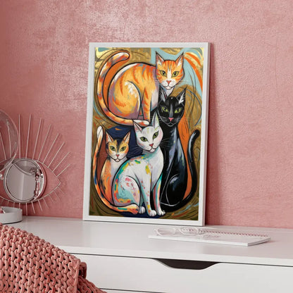 Abstrakter Katzenfreund Poster für Tierliebhaber Kunst 5