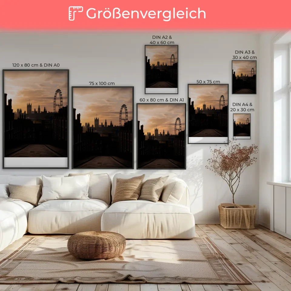 Poster alte England Silhouette bei Sonnenuntergang