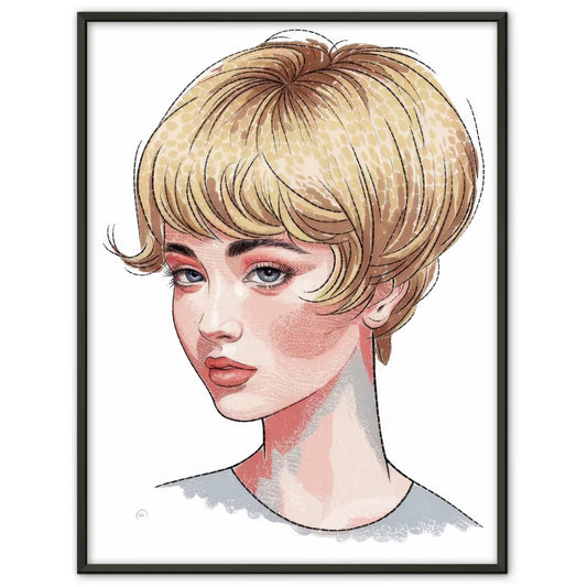 Kunstvolles Poster einer skurrilen Frau im Pointillismus Stil 1