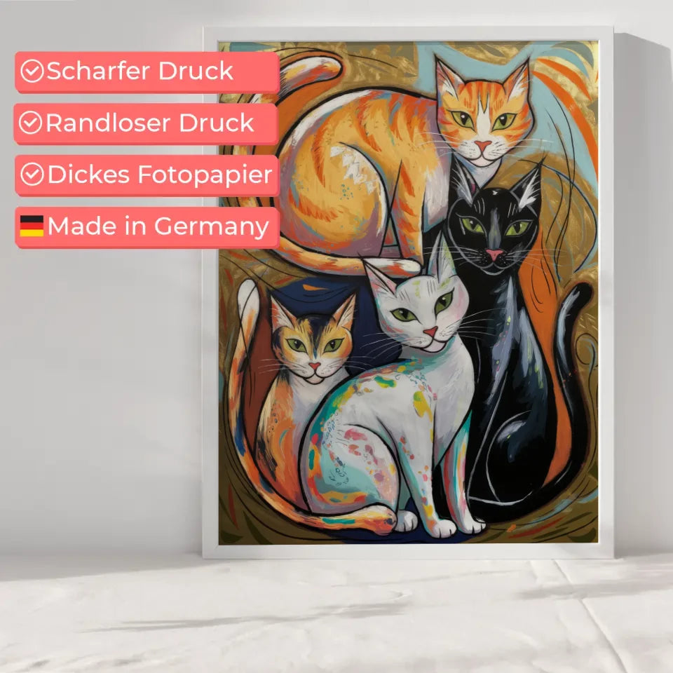 Abstrakter Katzenfreund Poster für Tierliebhaber Kunst 6