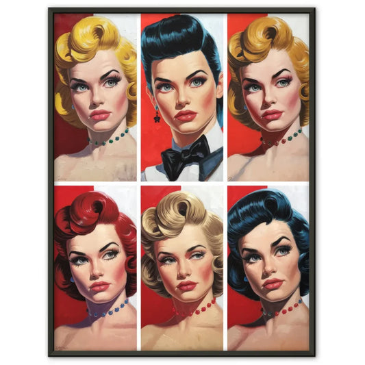 Faszinierendes Poster mit Pin-up-Girls in Rot Schwarz Weiß 1