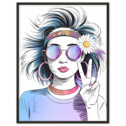 Poster junges Mädchen mit buntem Haar und Sonnenbrille