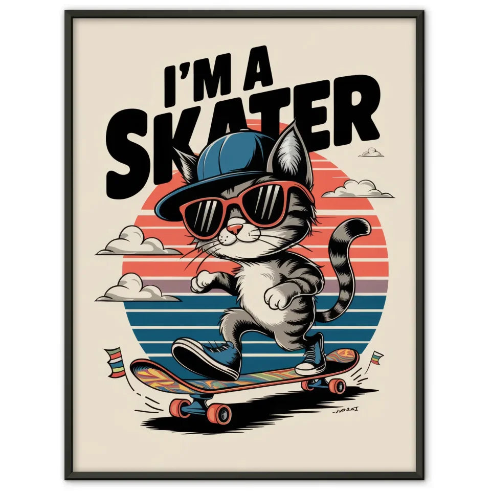 Vintage Katzen Poster cooles Skateboard Abenteuer 1