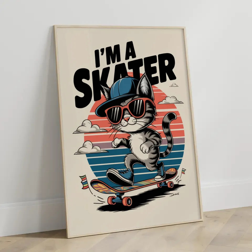 Vintage Katzen Poster cooles Skateboard Abenteuer 3