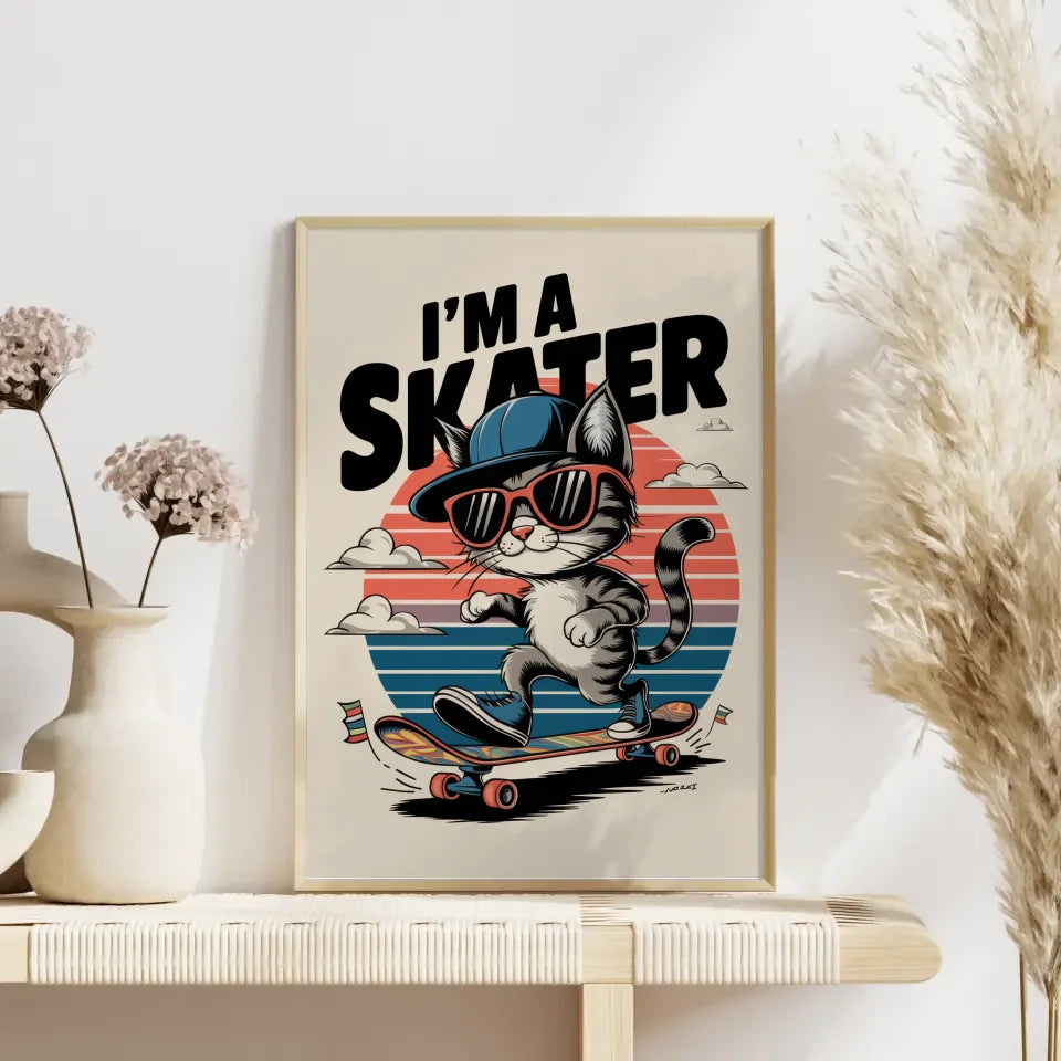 Vintage Katzen Poster cooles Skateboard Abenteuer 4