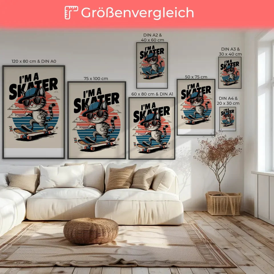 Vintage Katzen Poster cooles Skateboard Abenteuer 7