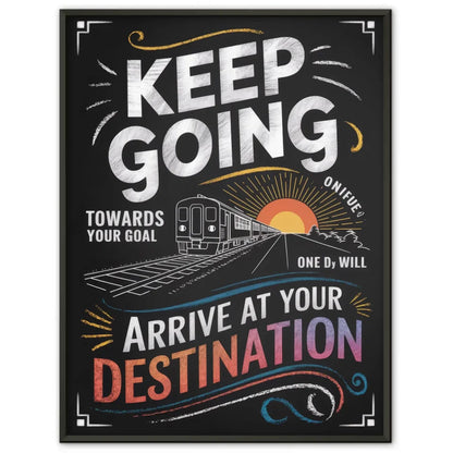 Inspirierendes Poster mit Tafelstil und Zugmotiv 1