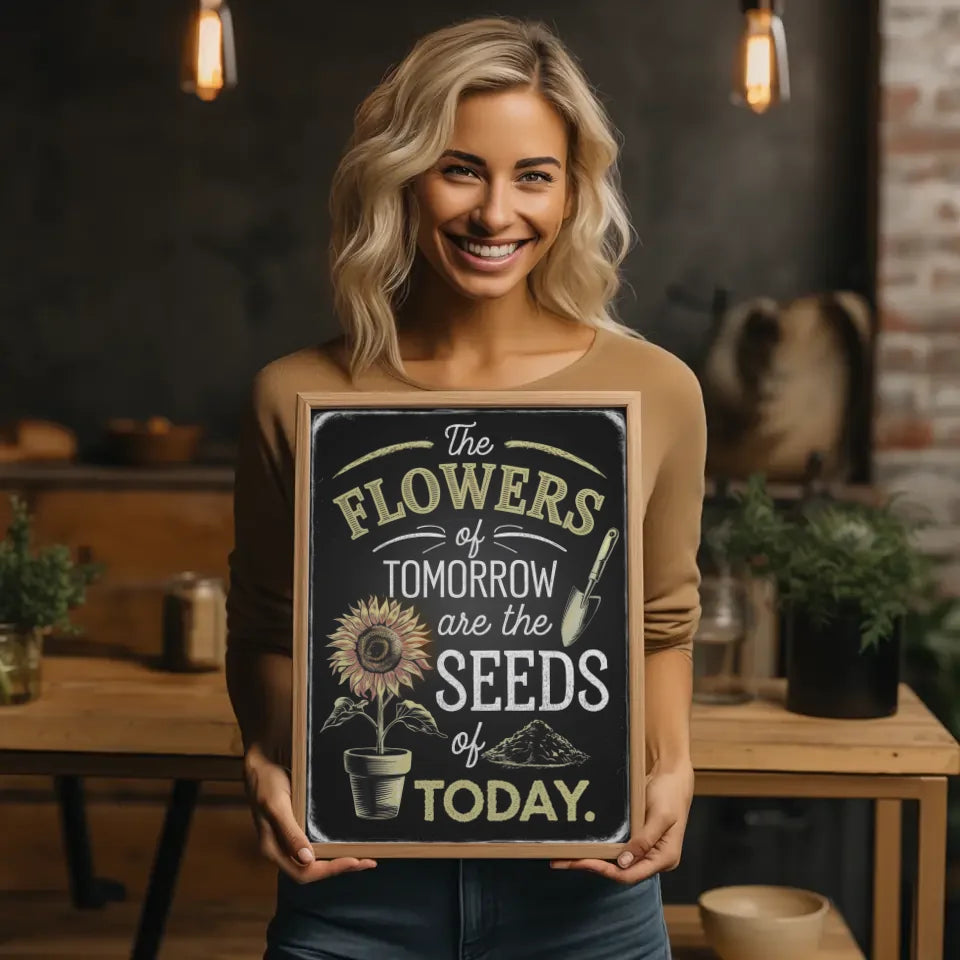 Inspirierendes Poster mit Vintage Zitat und Sonnenblume 2
