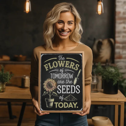 Inspirierendes Poster mit Vintage Zitat und Sonnenblume 2