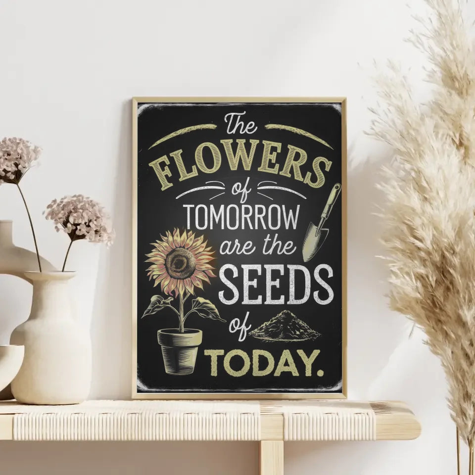 Inspirierendes Poster mit Vintage Zitat und Sonnenblume 4