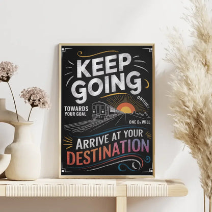 Inspirierendes Poster mit Tafelstil und Zugmotiv 4