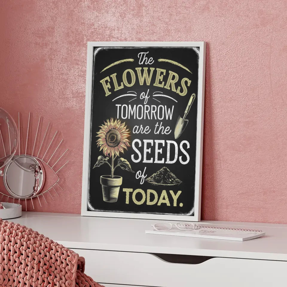 Inspirierendes Poster mit Vintage Zitat und Sonnenblume 5