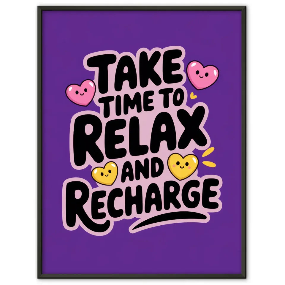 Motivierendes Poster zur Selbstfürsorge mit lila Hintergrund 1