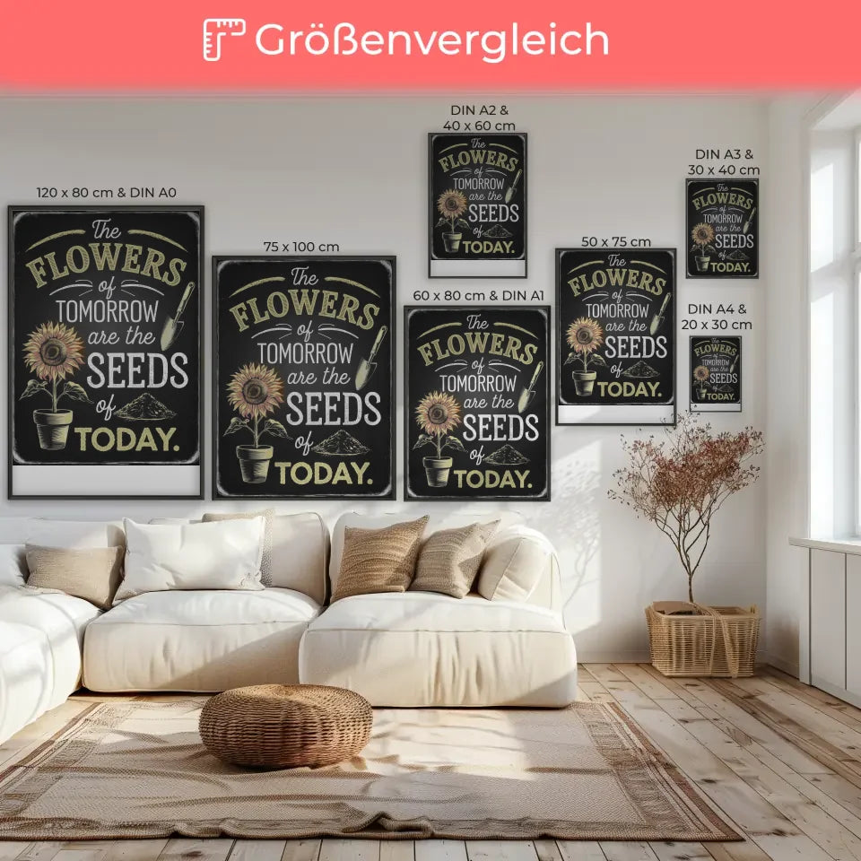 Inspirierendes Poster mit Vintage Zitat und Sonnenblume 7