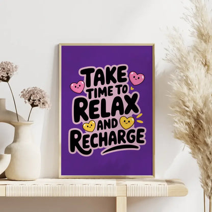 Motivierendes Poster zur Selbstfürsorge mit lila Hintergrund 4