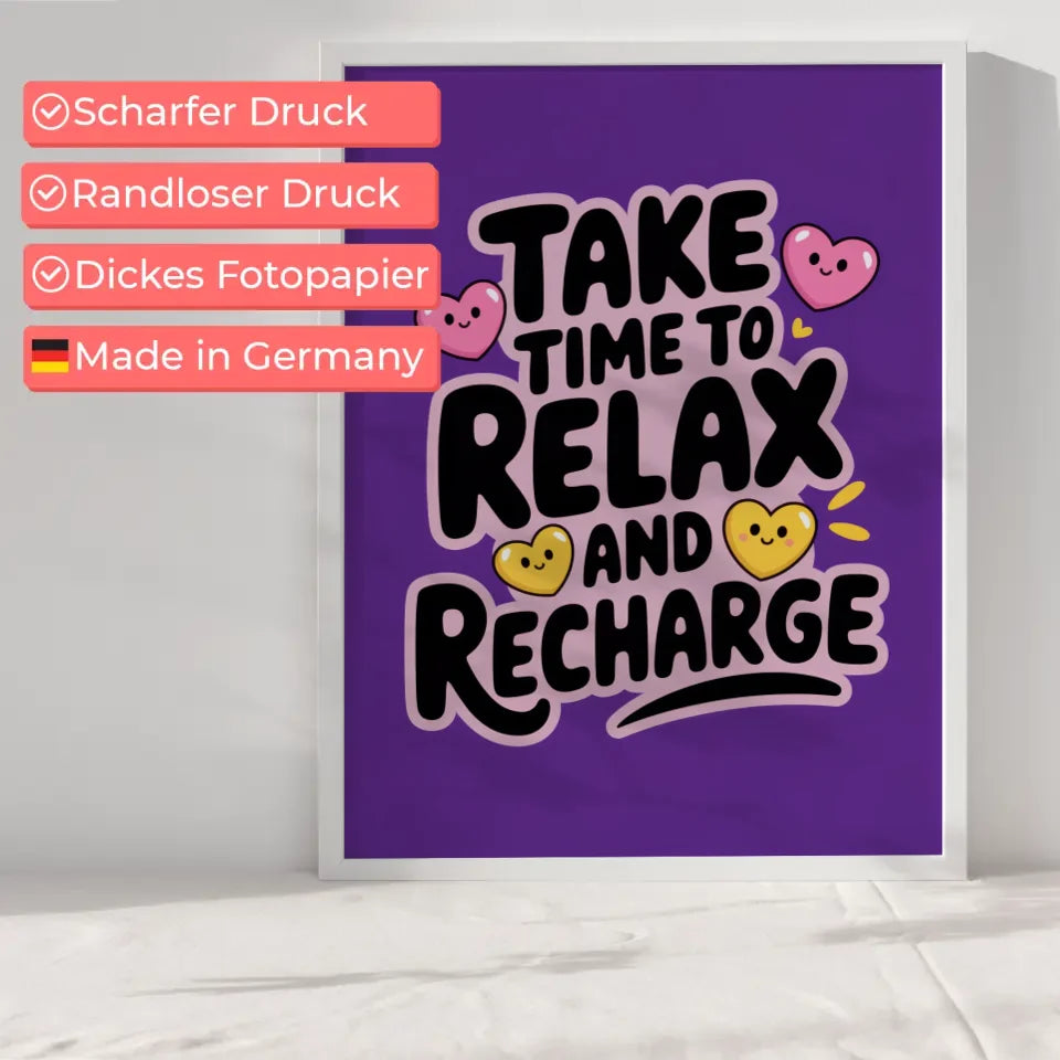 Motivierendes Poster zur Selbstfürsorge mit lila Hintergrund 6