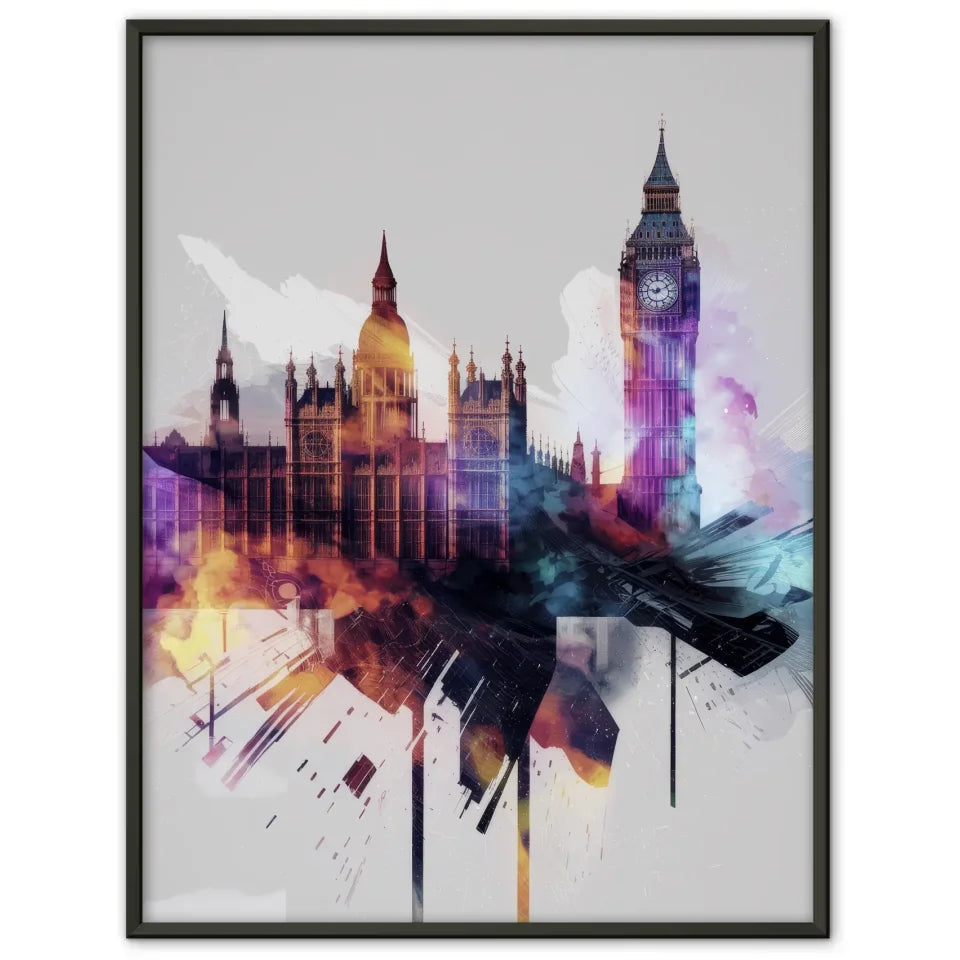 Poster London Big Ben minimalistisches Aquarell Kunst