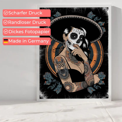 Chicano Stil Poster mit auffälliger Frauenillustration 6