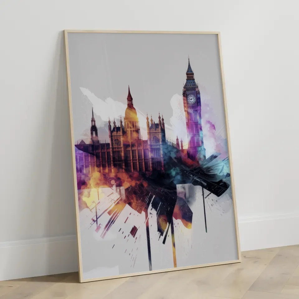 Poster London Big Ben minimalistisches Aquarell Kunst