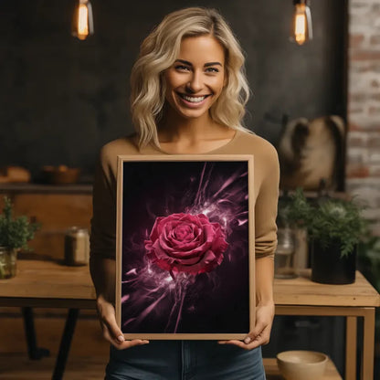 Leuchtende rote Rose Poster mit funkelnden Effekten für jede Wand 2