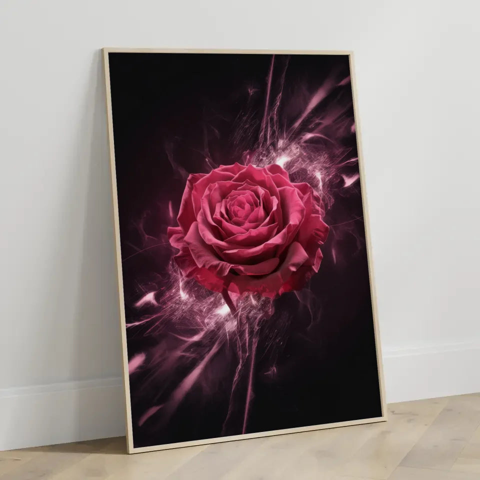 Leuchtende rote Rose Poster mit funkelnden Effekten für jede Wand 3