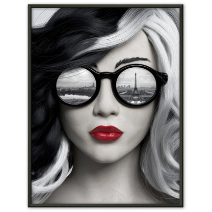 Minimalistisches Graffiti Poster einer Frau mit Brille 1