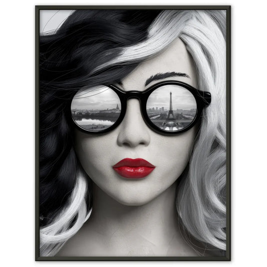 Minimalistisches Graffiti Poster einer Frau mit Brille 1