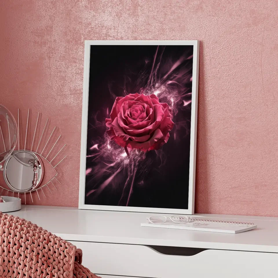 Leuchtende rote Rose Poster mit funkelnden Effekten für jede Wand 5