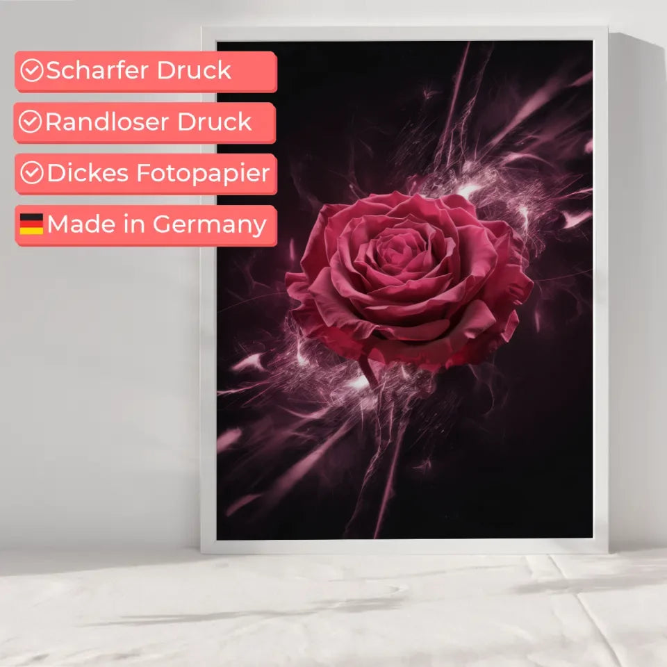 Leuchtende rote Rose Poster mit funkelnden Effekten für jede Wand 6