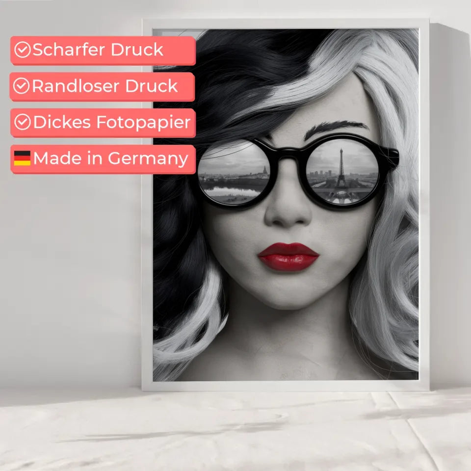 Minimalistisches Graffiti Poster einer Frau mit Brille 6