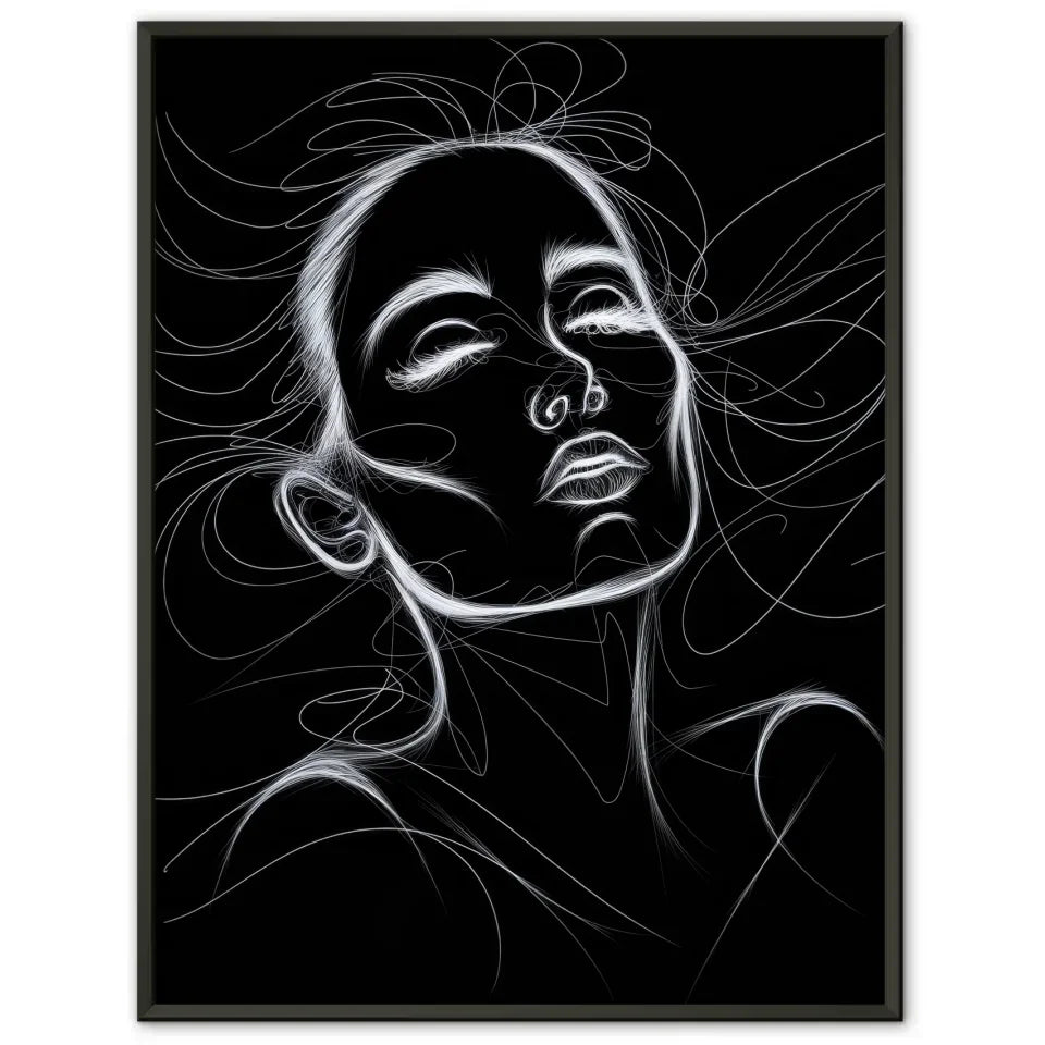 Poster der weiblichen Modeillustration in Schwarz Weiß 1