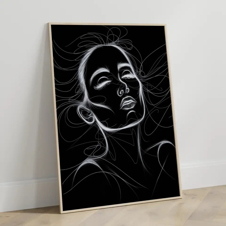 Poster der weiblichen Modeillustration in Schwarz Weiß 3