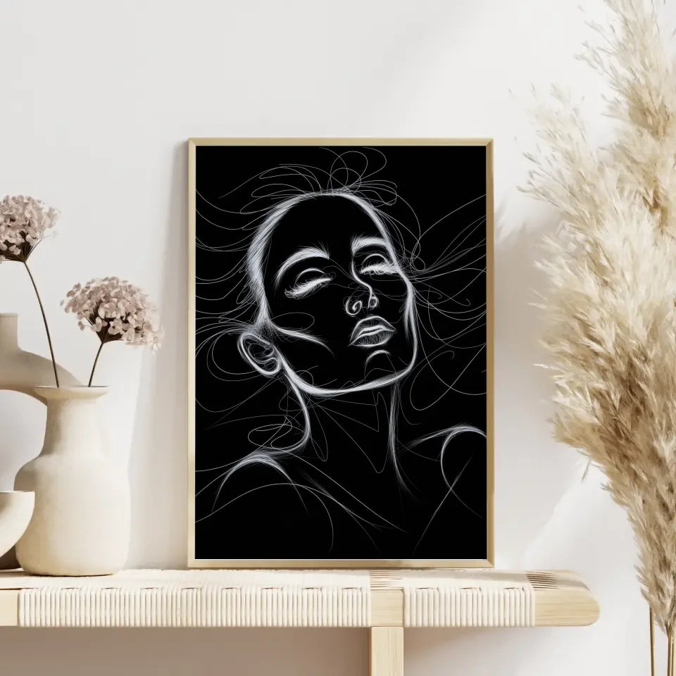 Poster der weiblichen Modeillustration in Schwarz Weiß 4