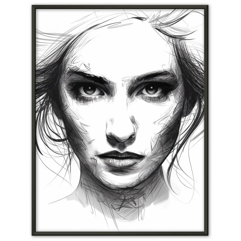 Kunstvoller Poster einer Frau in Schwarz-Weiß 1
