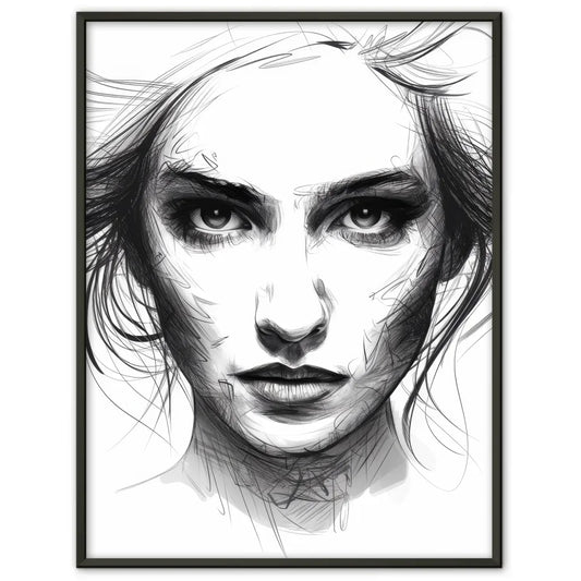 Kunstvoller Poster einer Frau in Schwarz-Weiß 1
