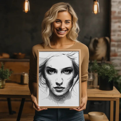 Kunstvoller Poster einer Frau in Schwarz-Weiß 2