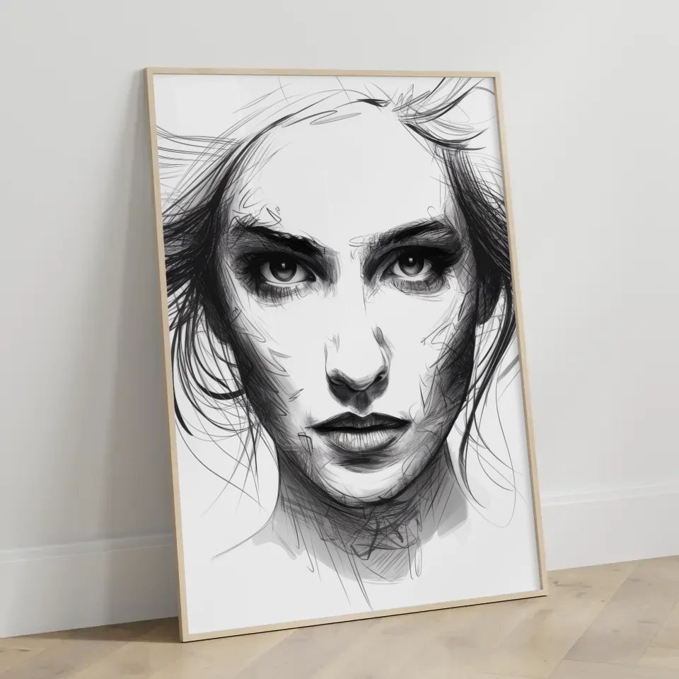 Kunstvoller Poster einer Frau in Schwarz-Weiß 3