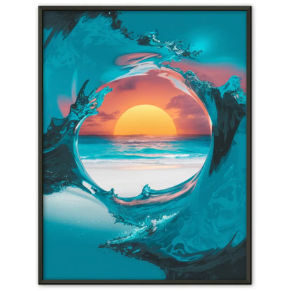 Surreale Meeresszene Poster mit Sonnenuntergang am Strand