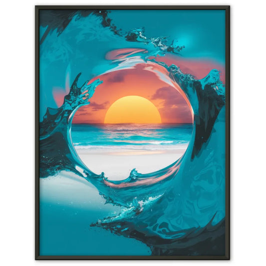 Surreale Meeresszene Poster mit Sonnenuntergang am Strand