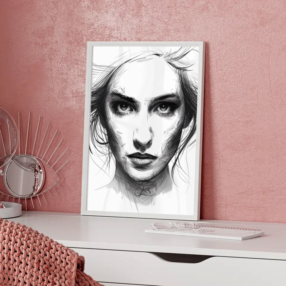 Kunstvoller Poster einer Frau in Schwarz-Weiß 5