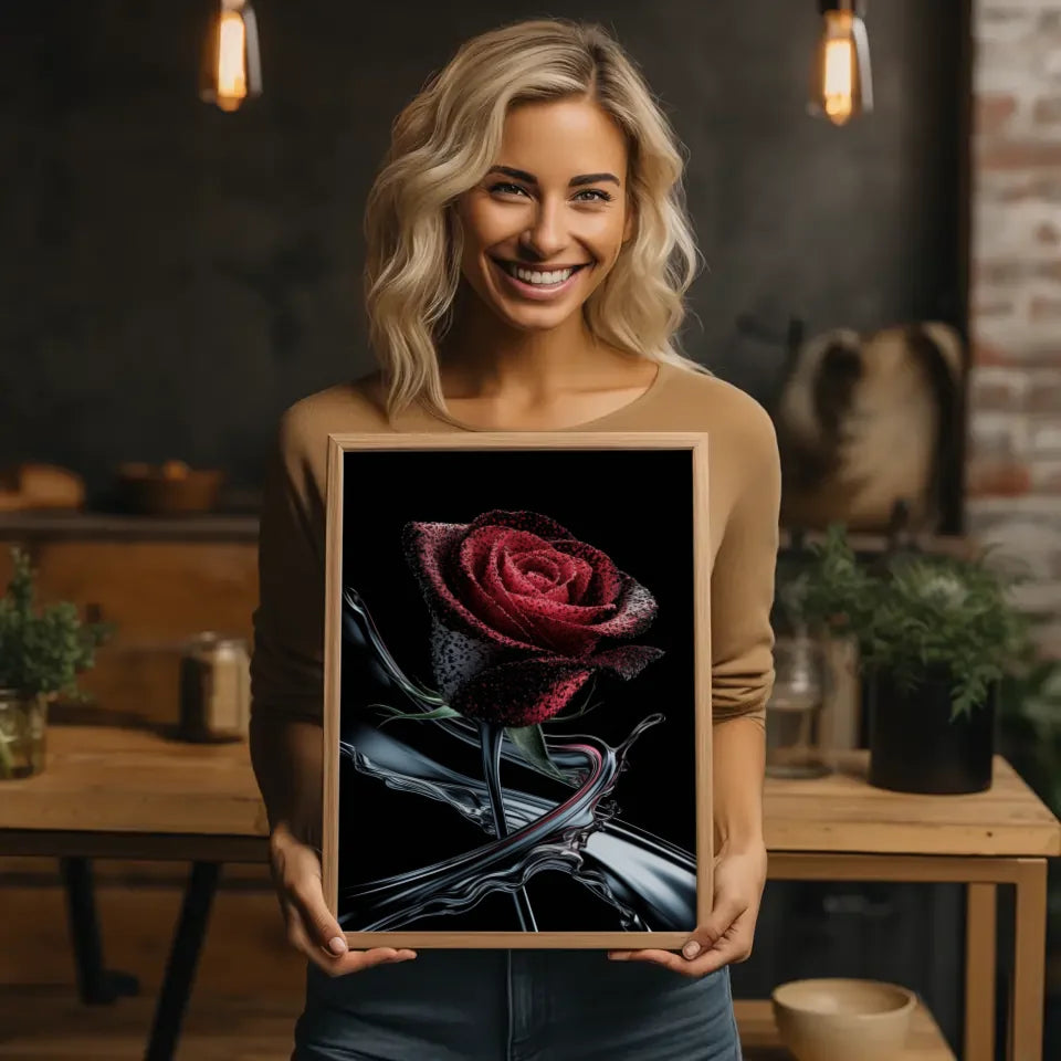 Abstrakte Rose Poster mit Farben und Lichtspielen 2