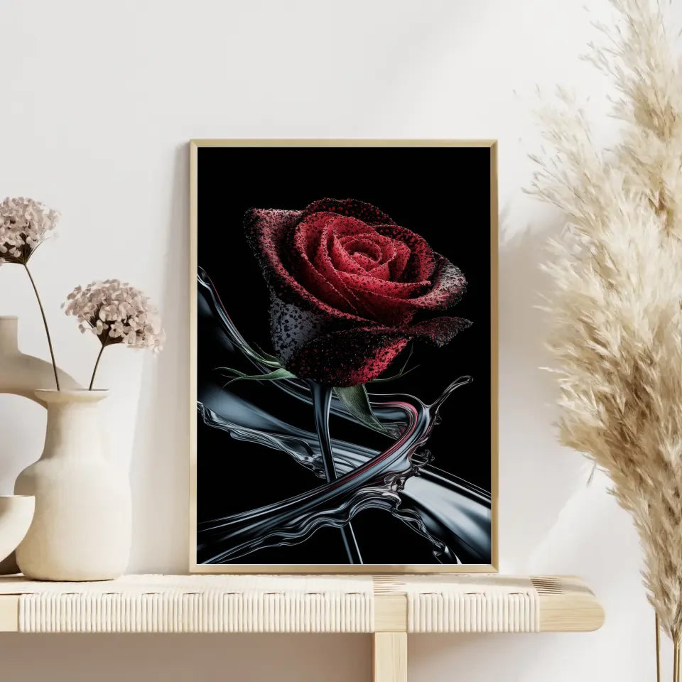 Abstrakte Rose Poster mit Farben und Lichtspielen 4