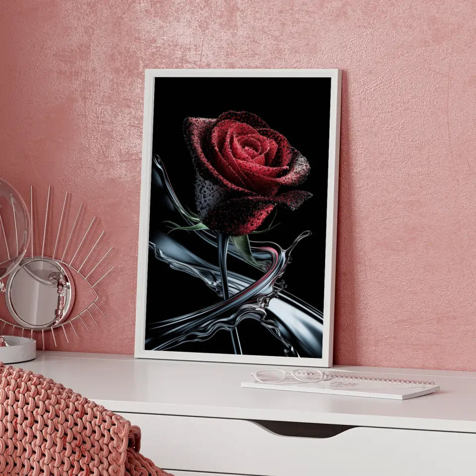 Abstrakte Rose Poster mit Farben und Lichtspielen 5