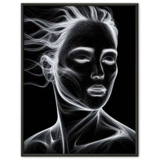 Monochromes Poster einer träumenden Frau mit Linienkunst 1