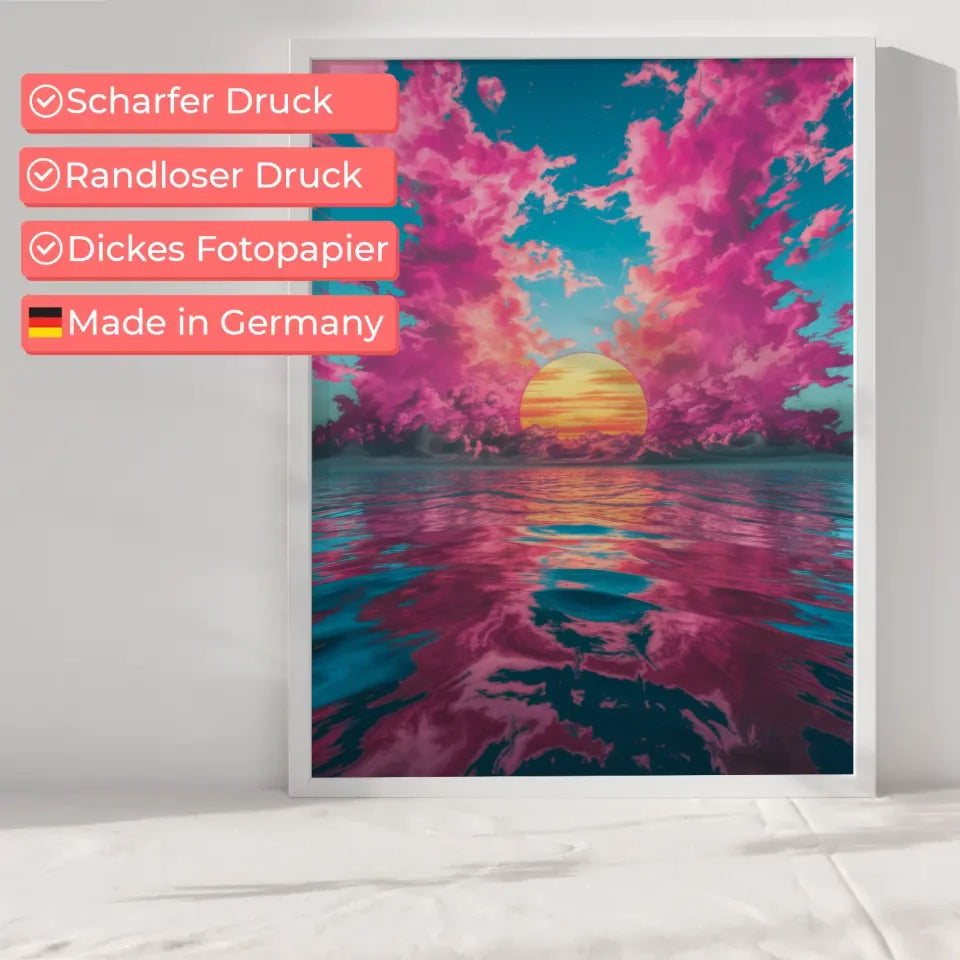 Sonnenuntergang über dem Meer Poster Aquarell Meisterwerk dekorativ